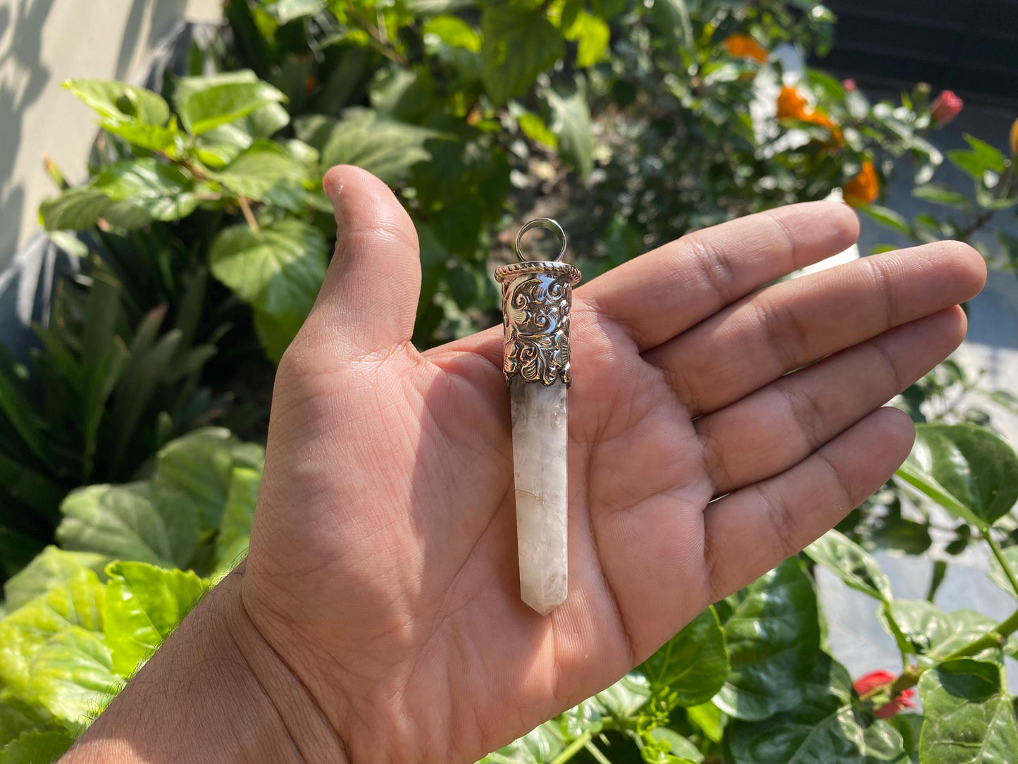 Unique Pointed Moonstone Tibetan Silver Pendant | Natural Gemstone Jewelry, Unisex Pendant for Daily Wear, High Energy Stone Pendant