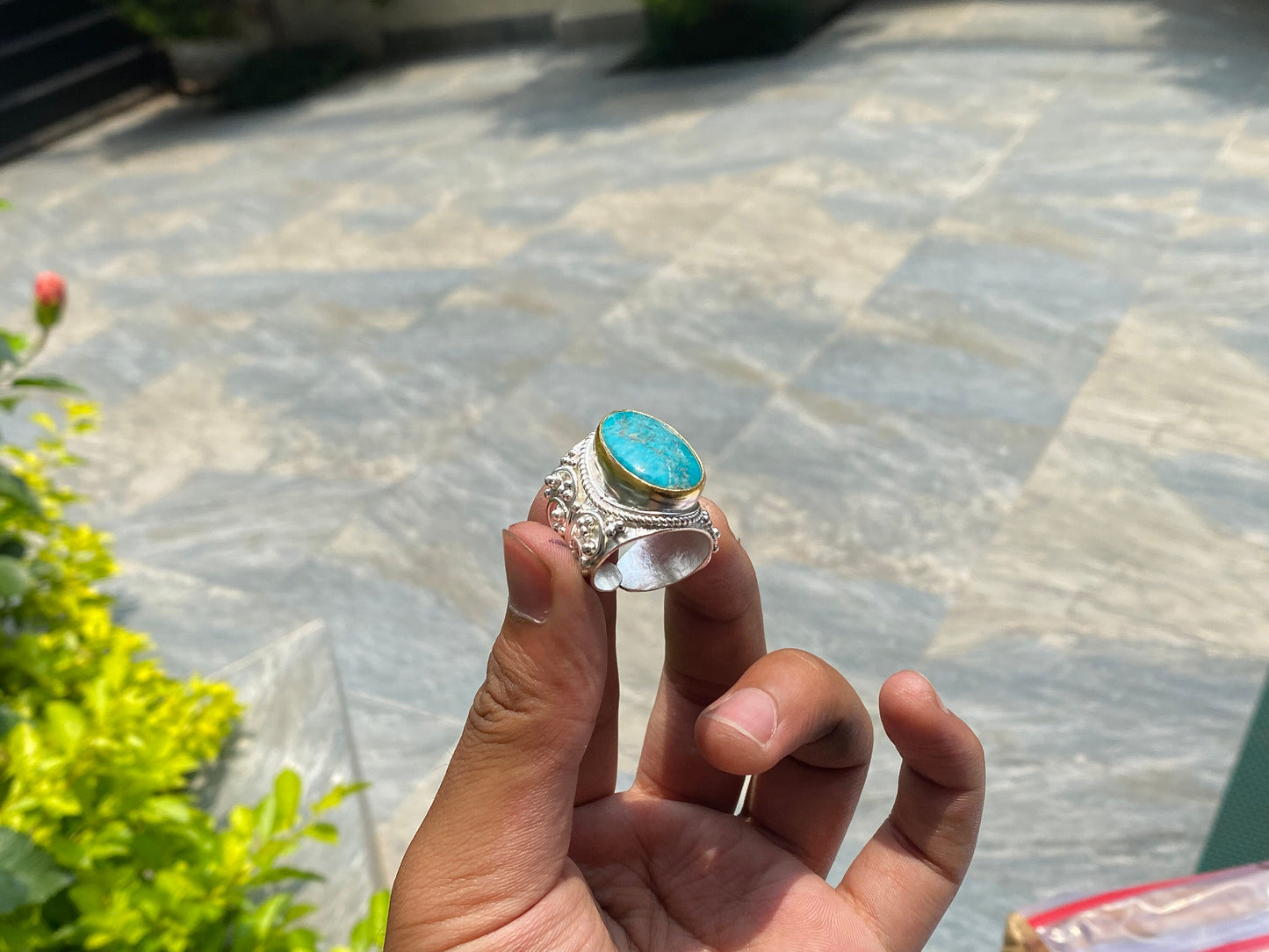 Unique Two-Toned Ring: Brushed Gold & Silver Overlay Over Brass , Unisex Gift Idea, Handmade Ring, Hammered Ring, Adjustable Ring.