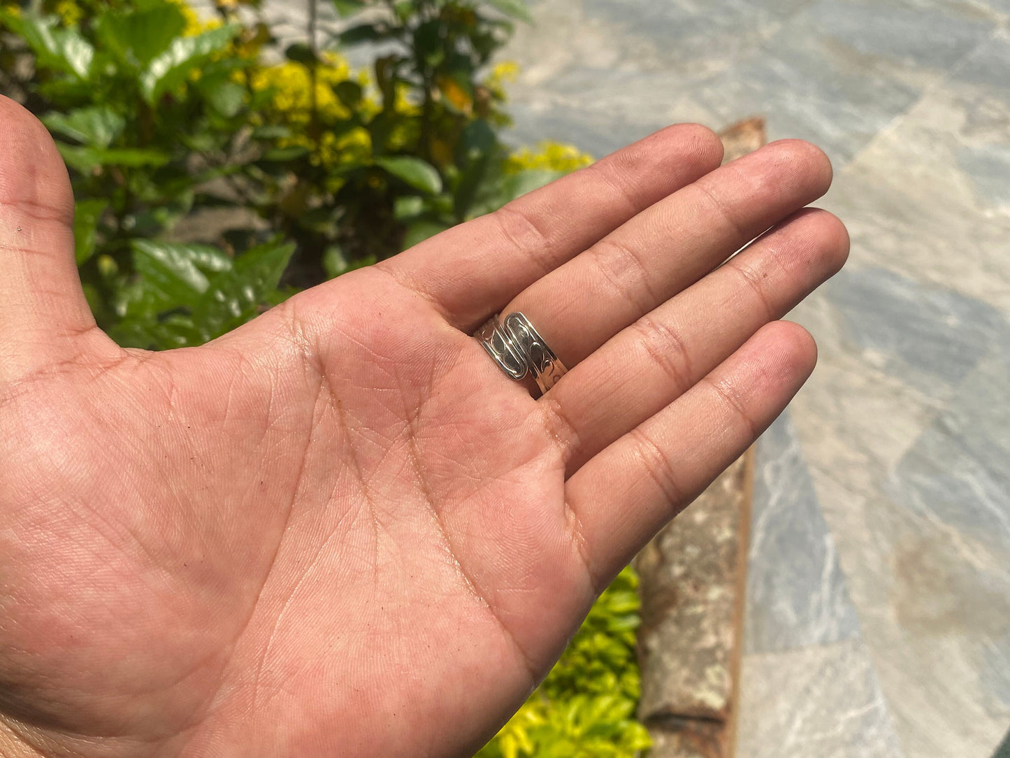 Unique Wolf head Ring, Adjustable Ring, Big Tibetan Silver Ring, Rose Quartz adorned with Natural Amethyst Stone.