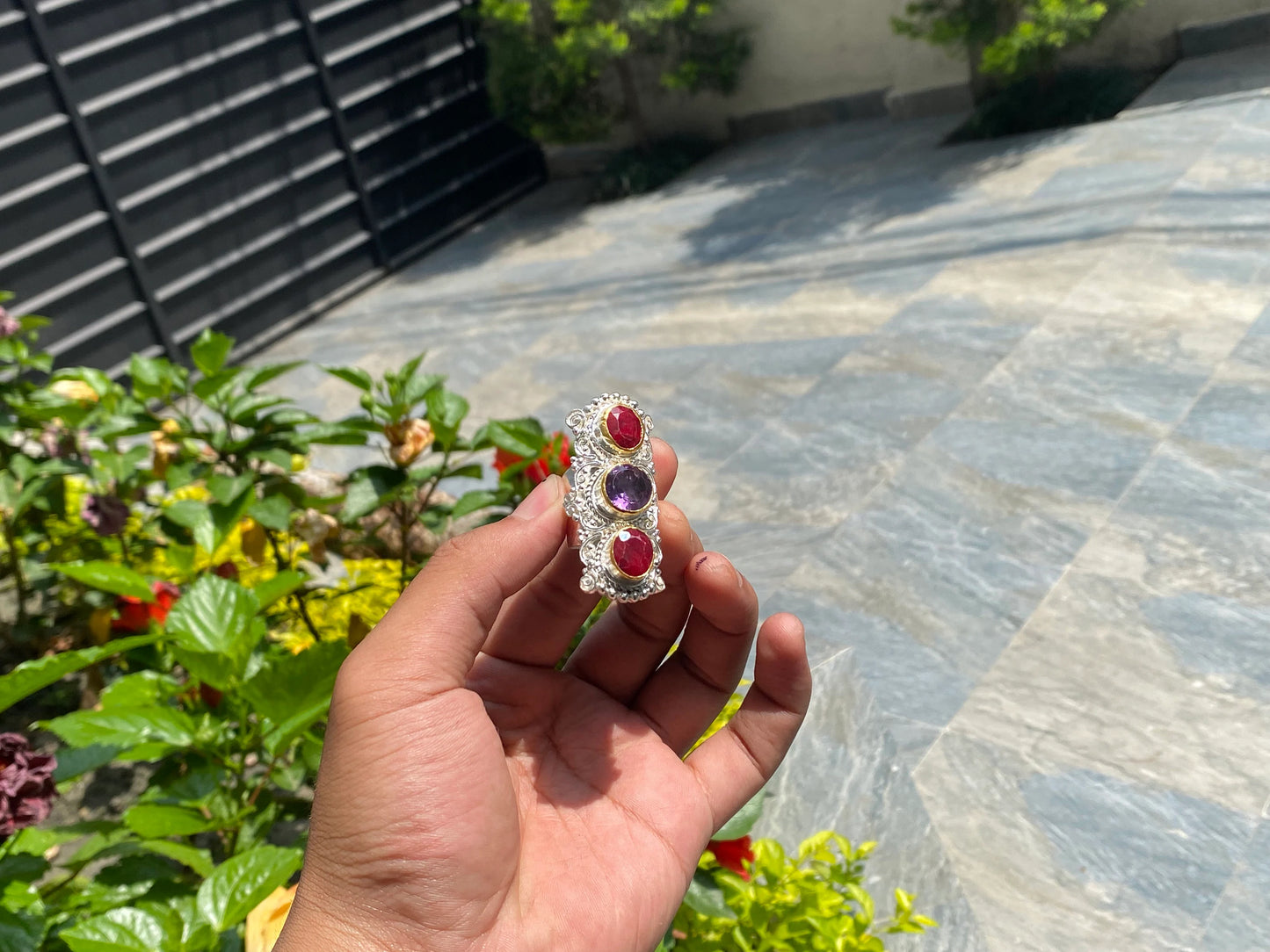 Unique shaped Ring, Unisex Ring, Handmade Ring, Adjustable Ring, Natural Gemstone Ring, Healing Ring.