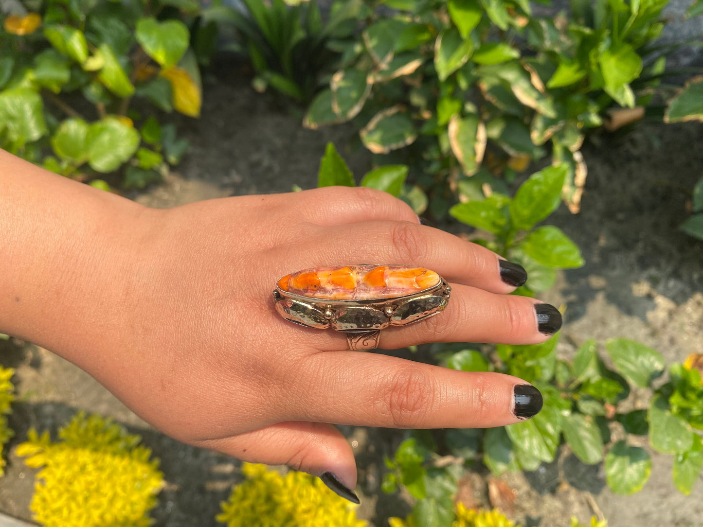Unisex Coastal Chic: Big Oyster Adjustable Ring, Tibetan Silver Ring.