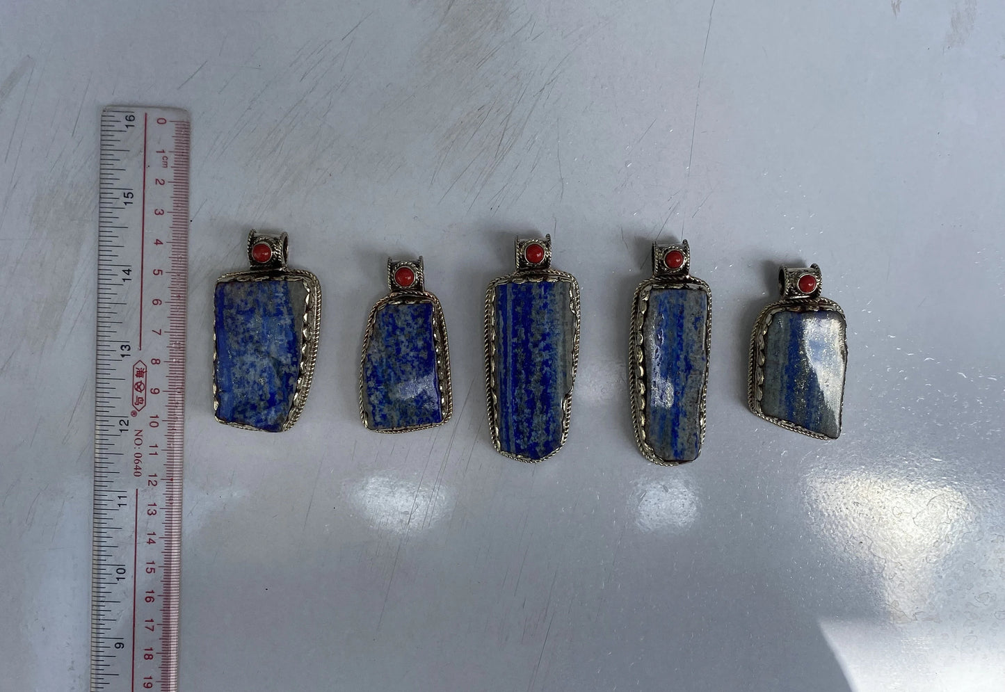 Unisex Floral Pendant - Lapis, Coral & Hammered Silver Handmade Statement Piece, Unique handmade pendant, Unisex gift ideas, Statement piece