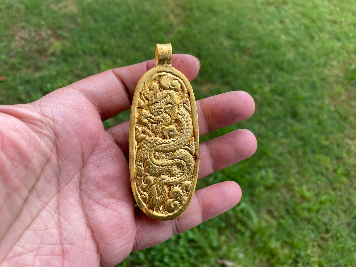 Vajra Buffalo Bone Amulet, High Quality 18k Matte Gold Overlay Non Tarnish, Boho Jewelry, Protector Amulet, Buddhist Jewelry, Dorje Pendant