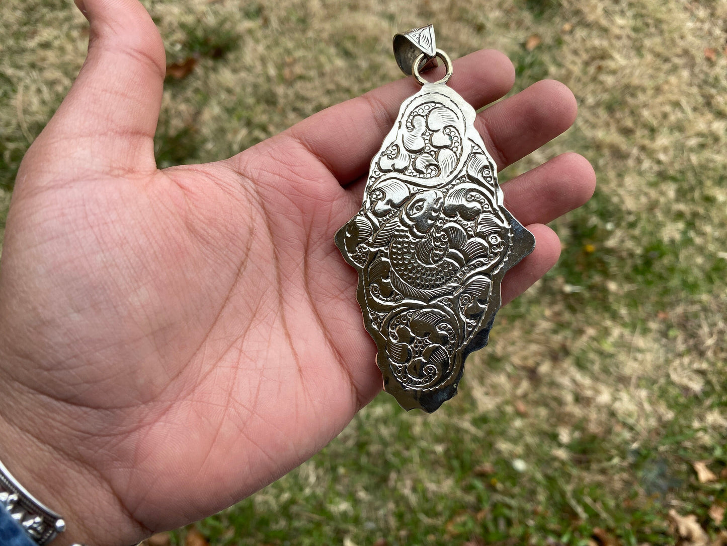 Vajra Amulet Carved Bone Tibetan Silver with Turquoise Dorje Pendant, Protector Amulet, Buddhist Thunderbold, Tibetan Buddhist Ritual Object