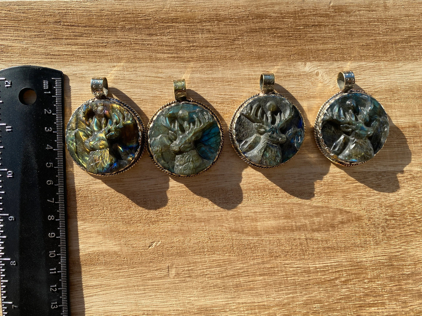 Hand Carved Deer Pendant, Natural Labradorite Tibetan Silver Necklace, Wildlife Jewelry, Unique Animal Carving Pendant, Animal Lover's Gift