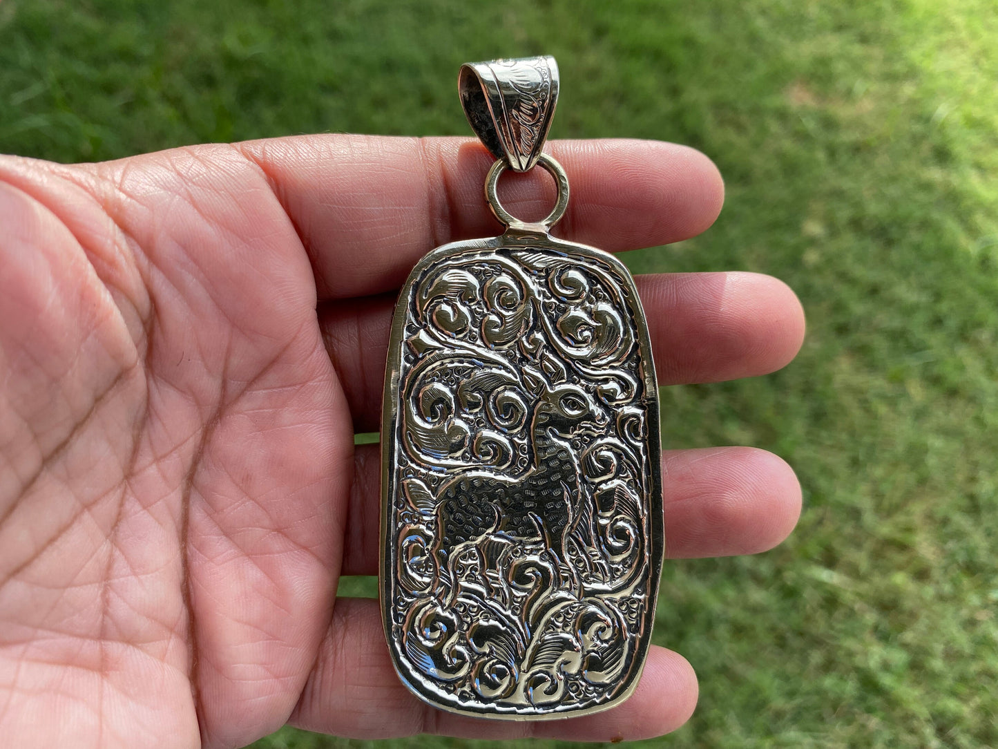 Lord Hanuman Hand carved Buffalo Bone Tibetan Silver Pendant, for Men / Women, Hindu God Deity Protection Powerful Amulet, Spiritual Amulet