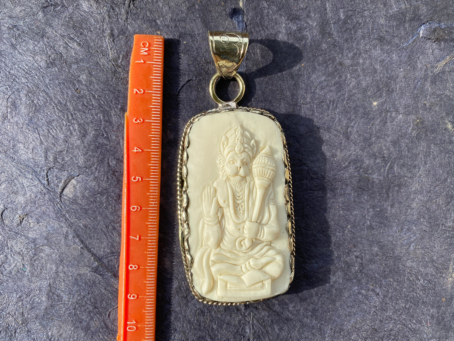 Lord Hanuman Hand carved Buffalo Bone Tibetan Silver Pendant, for Men / Women, Hindu God Deity Protection Powerful Amulet, Spiritual Amulet