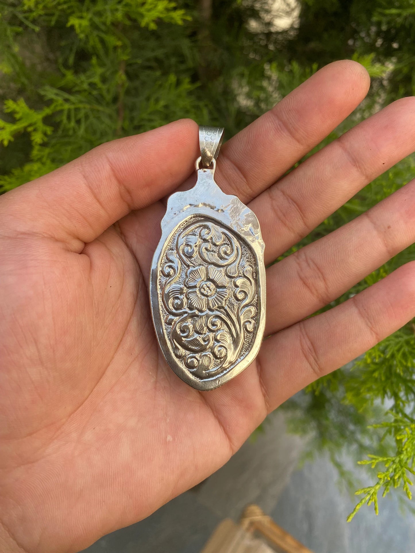 Skull Hand Carved Buffalo Bone Tibetan Silver Pendant, Jewelry for Men or Women, Ethnic Jewelry, Skull Jewelry