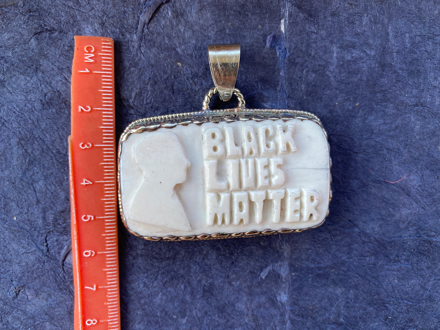 Black Lives Matter Hand carved Buffalo Bone Tibetan Silver Pendant, Pendant for Men / Women, Support for Black People, African American, BLM