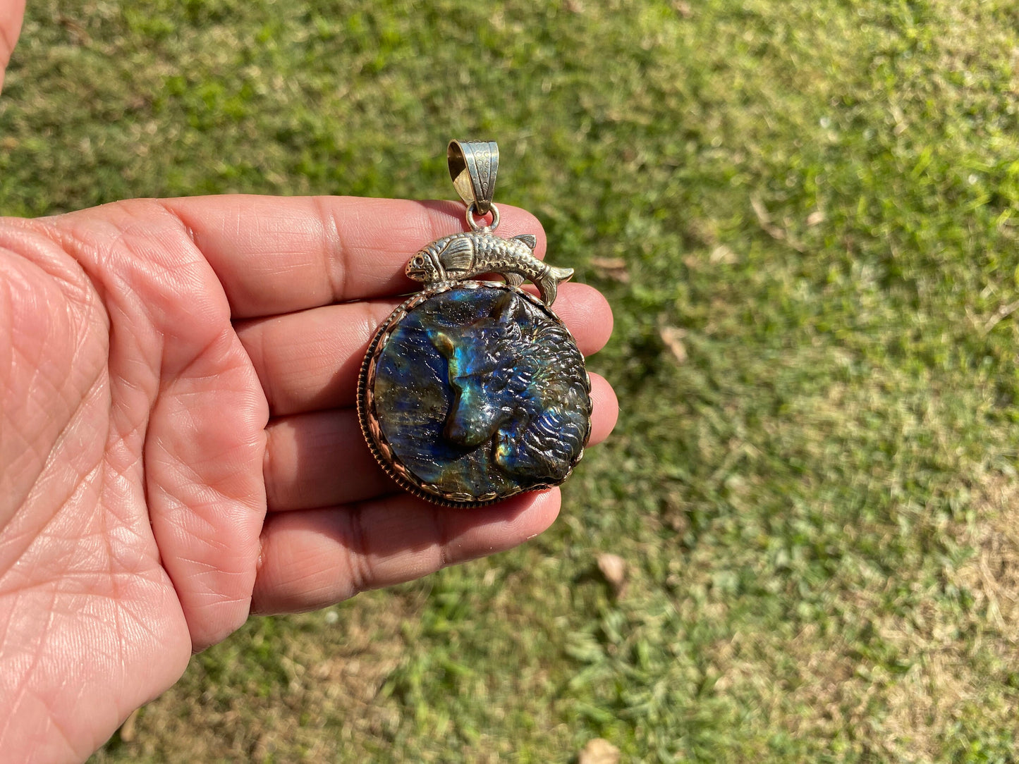 Carved Dog Labradorite Pendant, Tibetan Silver, Natural Stone Jewelry, Pet Lover's Jewelry, Paw Fashion Jewelry, Dog Memorable Gift