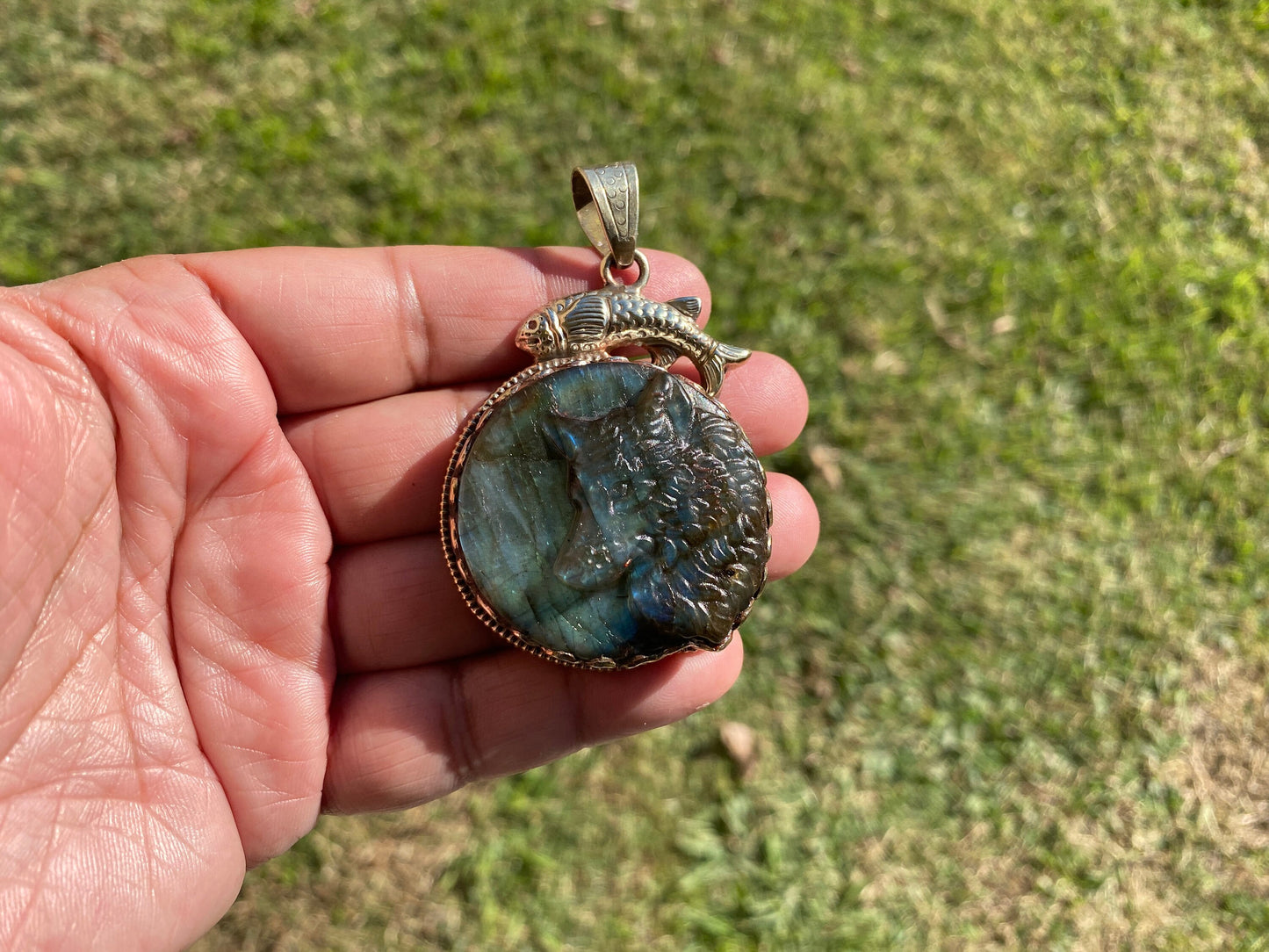 Carved Dog Labradorite Pendant, Tibetan Silver, Natural Stone Jewelry, Pet Lover's Jewelry, Paw Fashion Jewelry, Dog Memorable Gift