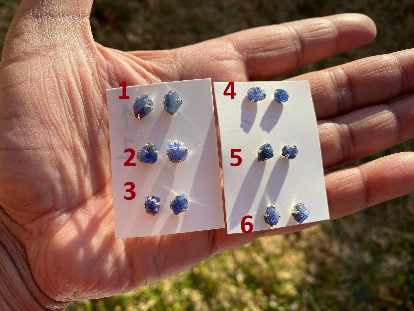 Raw Lapis Lazuli Stud Sterling Silver Earrings, Crystal Stud Earrings, September Birthstone, Gemstone Studs, Free Form Lapis Lazuli Earrings