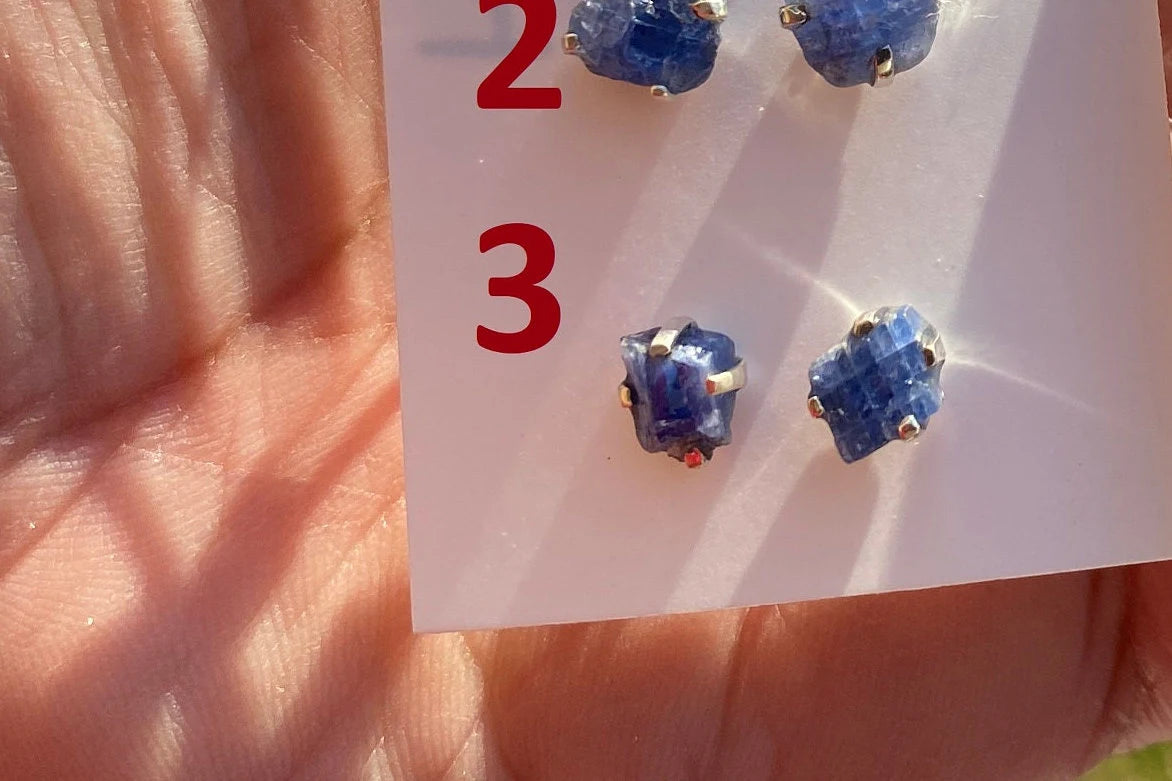 Raw Lapis Lazuli Stud Sterling Silver Earrings, Crystal Stud Earrings, September Birthstone, Gemstone Studs, Free Form Lapis Lazuli Earrings