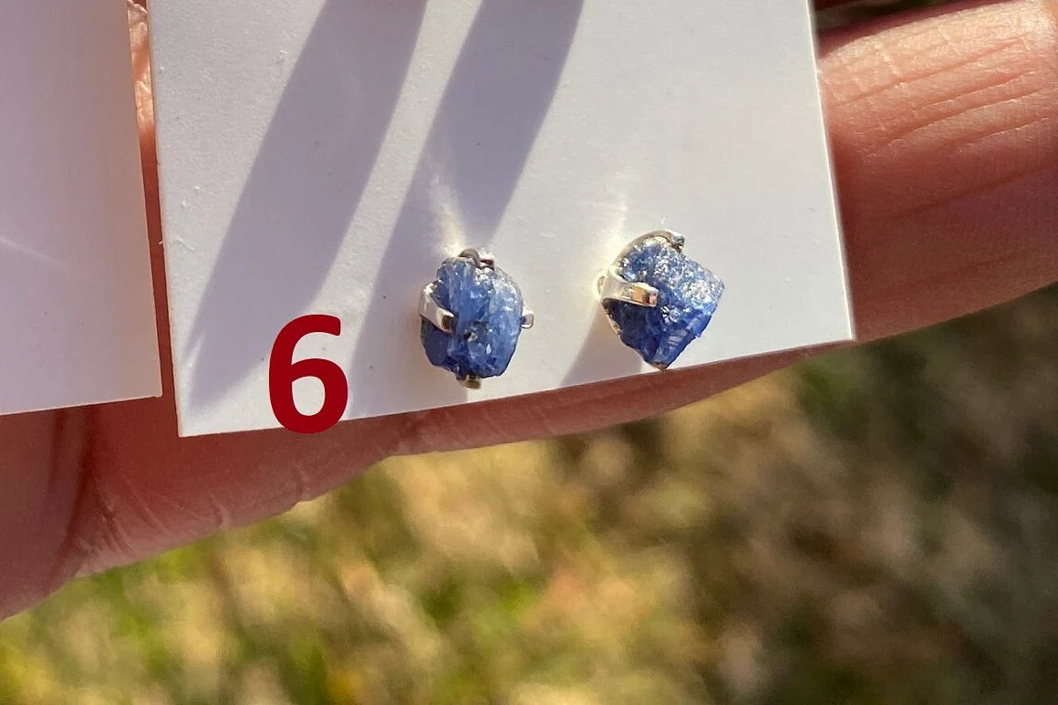 Raw Lapis Lazuli Stud Sterling Silver Earrings, Crystal Stud Earrings, September Birthstone, Gemstone Studs, Free Form Lapis Lazuli Earrings
