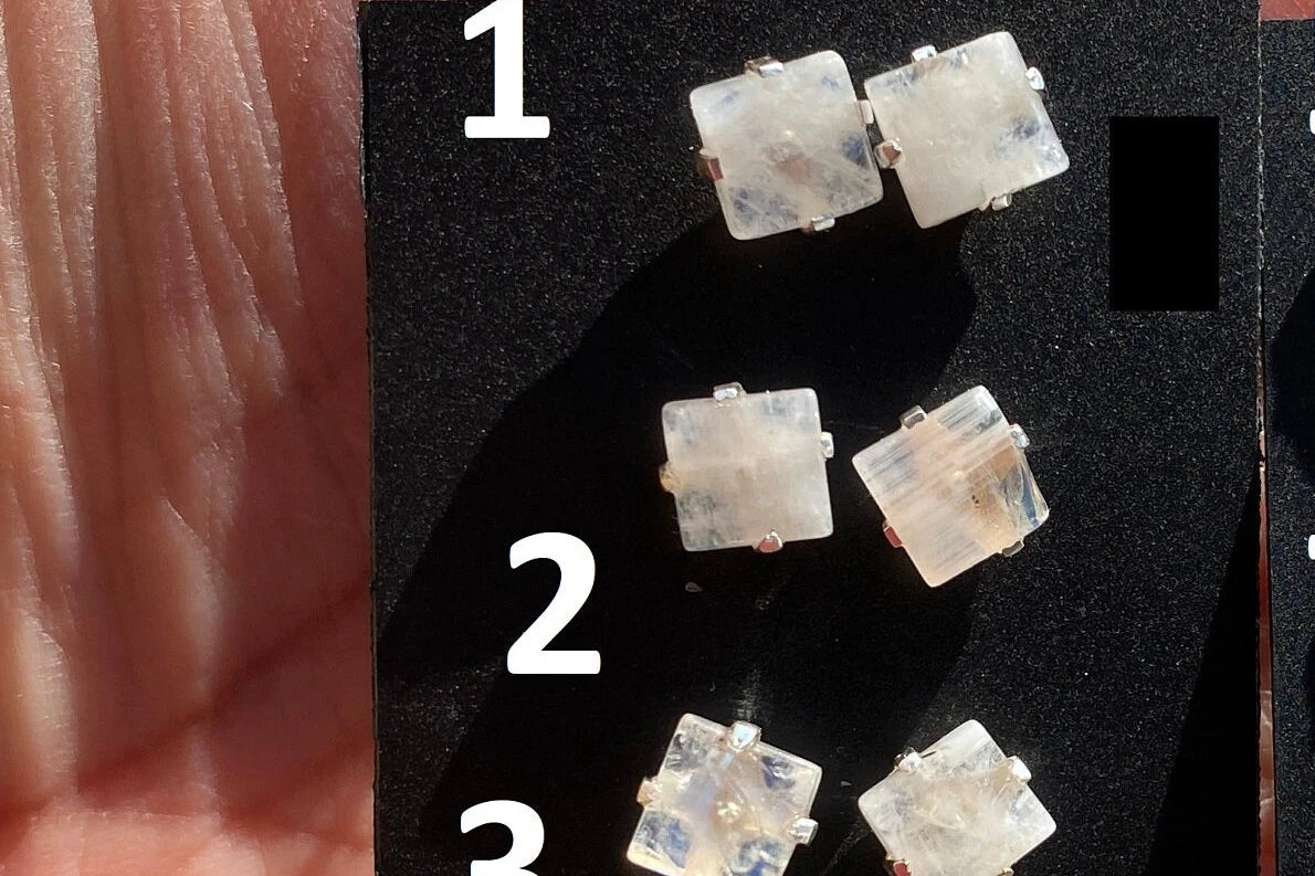 Tiny Raw Rainbow Natural Moonstone Gemstone Stud Earrings, Sterling Silver Earrings, Prong Stud Earring, Crystal Stud, June Birthstone