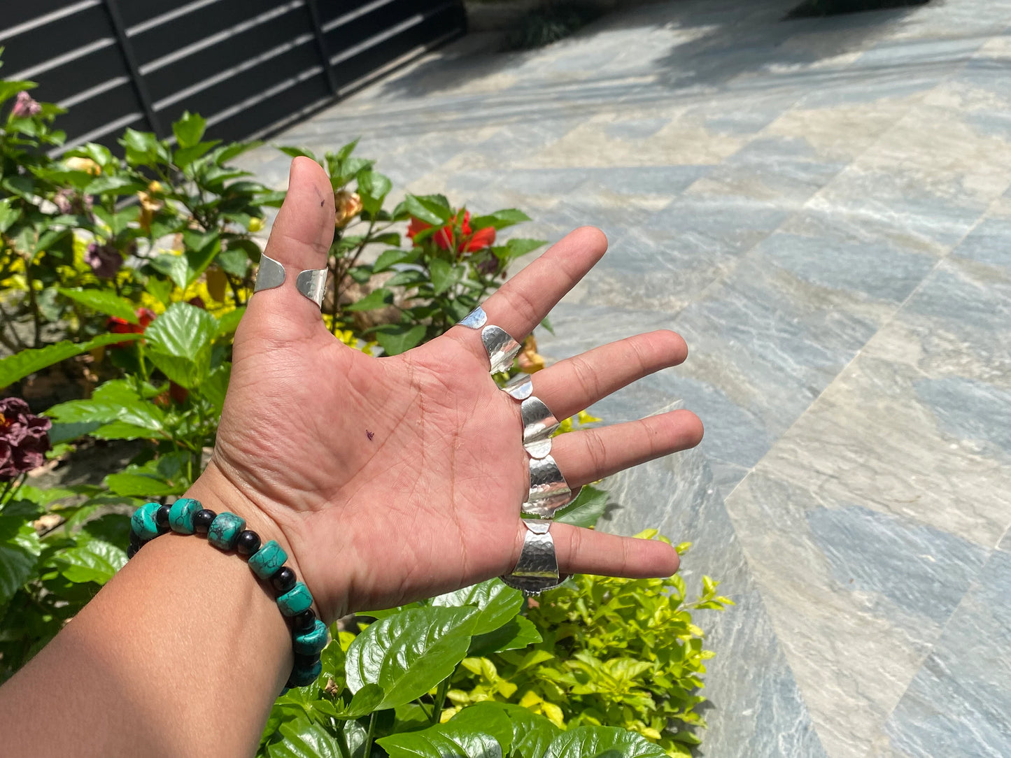 Timeless Treasures: Turquoise Boho Ring for the Modern Woman, Handmade Ring, Hammered Ring, Oval shaped Ring.