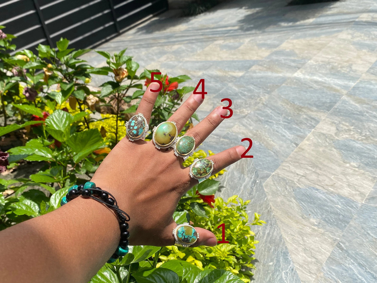 Timeless Treasures: Turquoise Boho Ring for the Modern Woman, Handmade Ring, Hammered Ring, Oval shaped Ring.