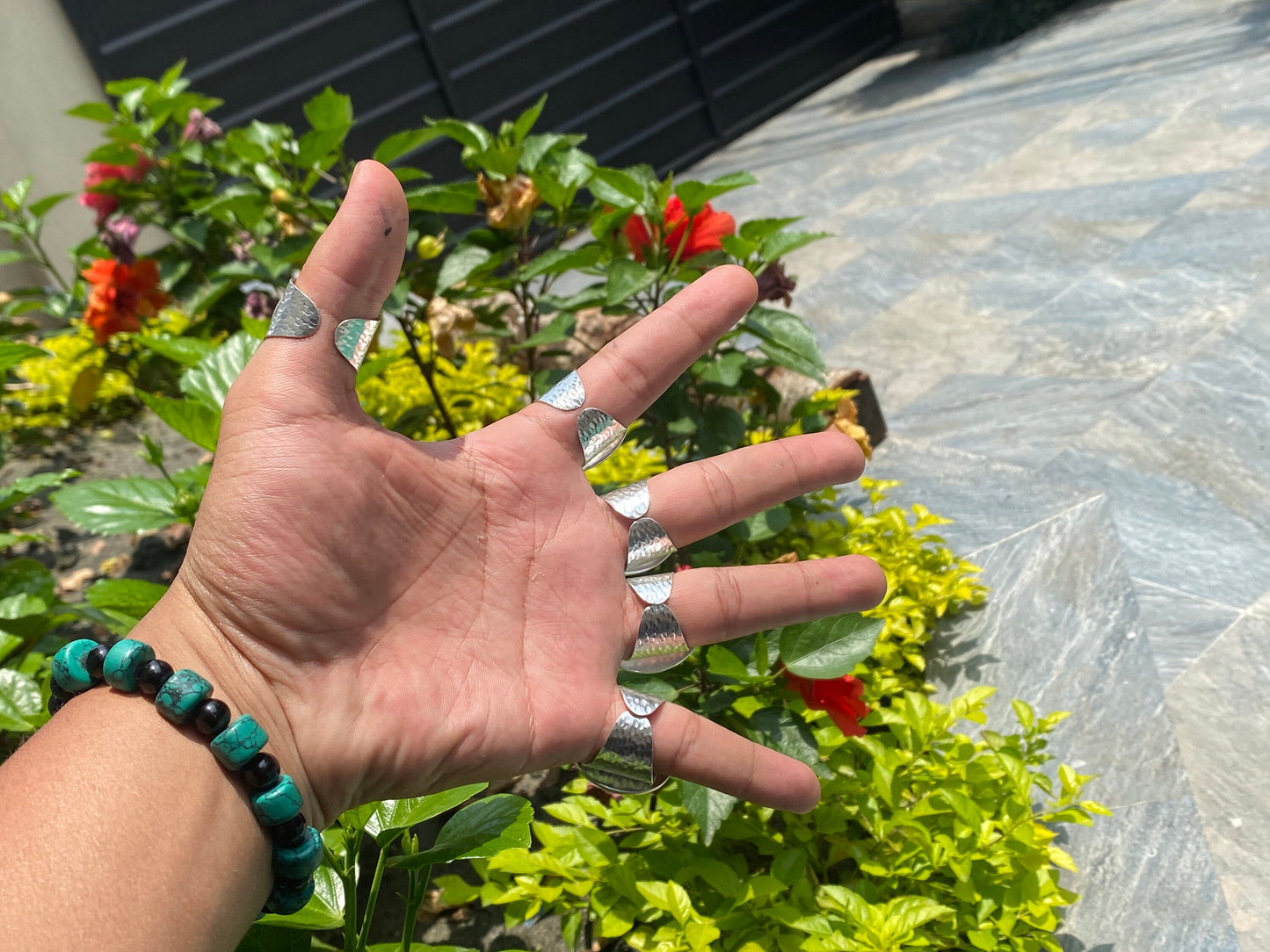 Turquoise Temptation: Natural Turquoise Ring with Silver and Gold Overlay, Boho Elegance, gift ideas, Unisex Ring, Adjustable Ring.