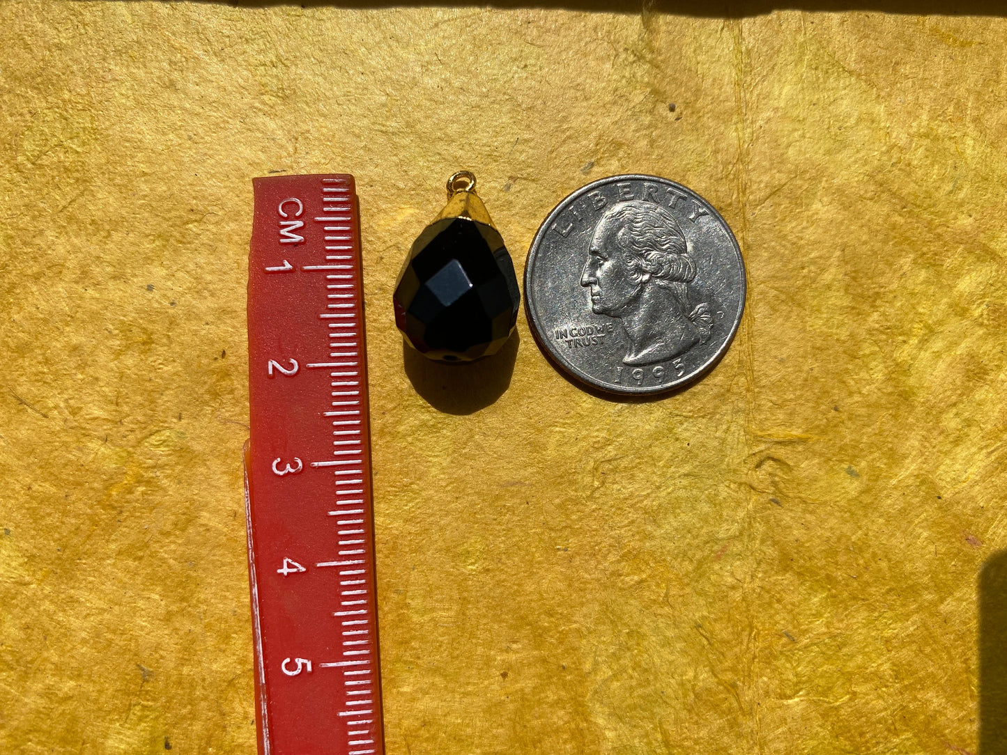 12mm Faceted Black Onyx Bead Charm Pendant , Tear Drop, Gold Electroplated, Small Pendant for Necklace, Bracelet, Earring, Jewelry Supplies