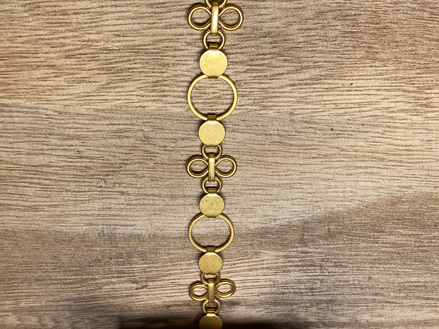 12mm Round Link,High Quality 18k Brushed Gold Overlay Circle with Flower Chain By the Foot, Open Link Chain, Gold Plated Chain, Anti Tarnish