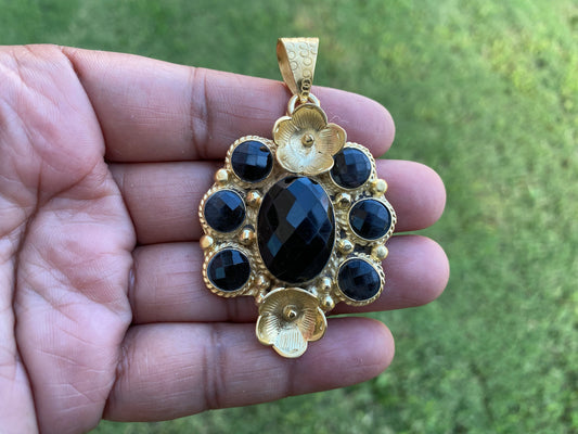 Smoky Topaz Gemstone Pendant, 14k Brushed Gold Overlay, Natural Stone Pendant,Necklace Pendant,Birthstone Pendant, Ethnic Jewelry from Nepal