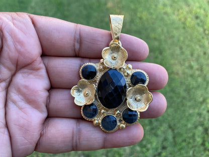 Smoky Topaz Gemstone Pendant, 14k Brushed Gold Overlay, Natural Stone Pendant,Necklace Pendant,Birthstone Pendant, Ethnic Jewelry from Nepal