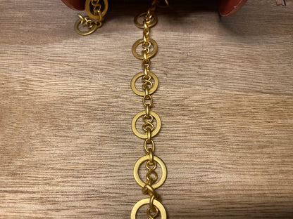 14mm Plain Circle & Small Oval Link Chain, High Quality 18K Matte Gold Overlay,Anti Tarnish, Open Link,Chain By The Foot, Chain for Necklace