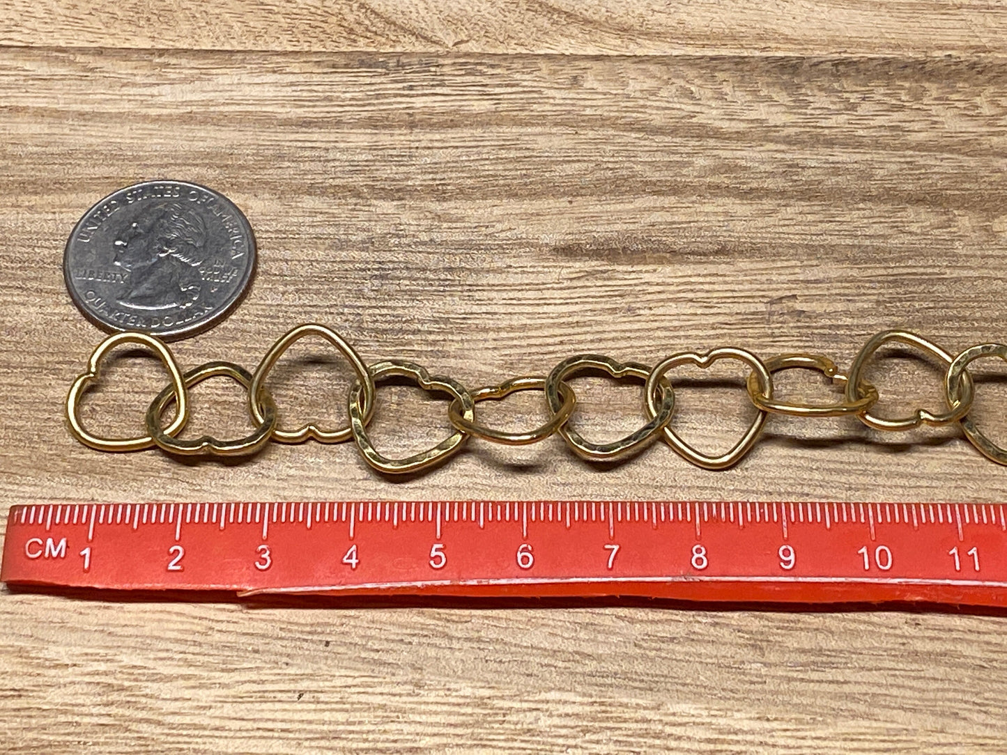 14x15mm Small Heart Link, High Quality 18k Shiny Gold Overlay Chain by the Foot, Closed Link Gold Plated Chain, Handmade Chain, Anti Tarnish