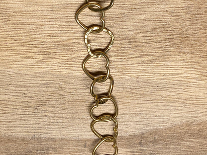14x15mm Small Heart Link, High Quality 18k Shiny Gold Overlay Chain by the Foot, Closed Link Gold Plated Chain, Handmade Chain, Anti Tarnish
