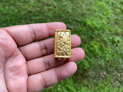 18k Brushed Non Tarnish Gold Overlay Hand Carved Nepal Beads, Ornate Design, Focal Bead, Guru Beads, Beads for Necklace or Bracelet,