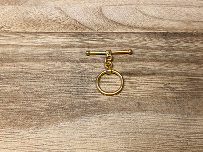 18k Matte Gold Toggle Clasp, Ring T Bar, T Bar Fasteners, Gold Toggle Clasp, Necklace / Bracelet Closures, Gold Plated Findings, Jewelry