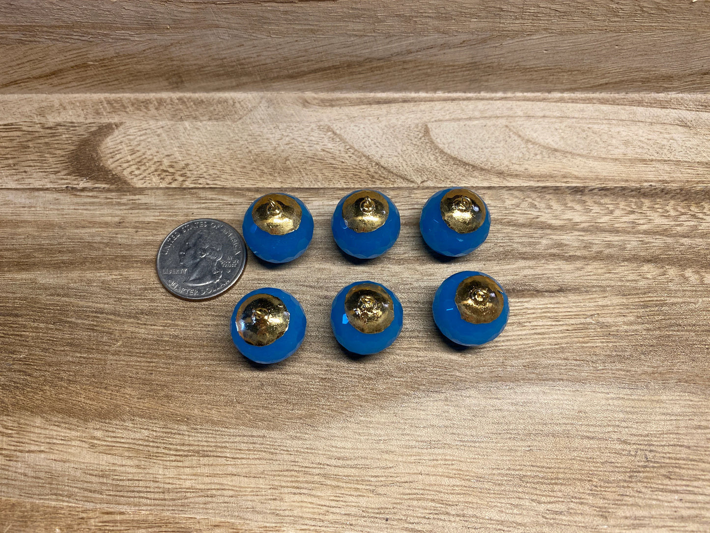 18mm Faceted Blue Quartz Bead, Gold Electroplated, Beads for Pendant Necklace/Bracelet Charm/Earring, Jewelry Making Supplies, Natural Stone