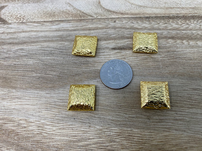 18mm Square Gold Beads, 18K Shiny Gold Overlay, Spacer Beads, Brass Bead, Gold Plated Findings, Jewelry Making Supplies, Beads for Bracelet