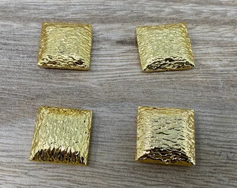 18mm Square Gold Beads, 18K Shiny Gold Overlay, Spacer Beads, Brass Bead, Gold Plated Findings, Jewelry Making Supplies, Beads for Bracelet