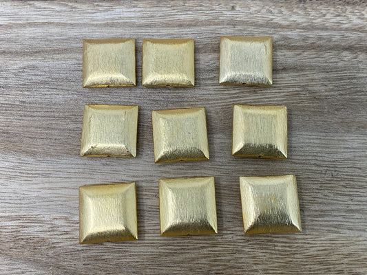20mm Square Brushed Gold Bead, Spacer Bead, 18K Matte Gold Plated Findings, Brass Bead, Jewelry Making Supplies, Beads for Bracelet/Necklace