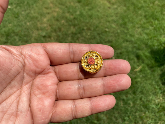 20mm Tibetan Bead, High Quality Brushed Gold Overlay Over Brass Bead with Anti Tarnish, Coral or Lapis Inlay Beads for Necklace or Bracelet
