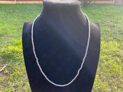 24 Inches Long 4mm Ethiopian Silver Plated Heishi Beads Necklace, African Beads Jewelry, Ethnic Jewelry, Tribal Jewelry, African Metal Beads