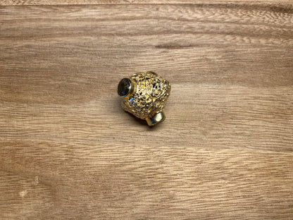 25mm Nepal Bead, Labradorite Gemstones Bead, 4 Stones, 14K Matte Gold overlay, Handcrafted Tibetan Necklace Bead, Tibetan Ethnic Unique Bead
