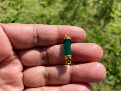 26X7 mm, Cylindrical Bar Double Bail Gemstone Connector, Faceted Gemstone, Gold Electroplated, Jewelry Making Supplies, Barrel Shape Charms