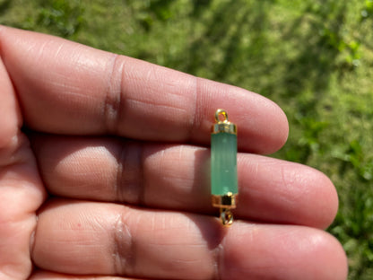 26X7 mm, Cylindrical Bar Double Bail Hydro Quartz Gemstone Connector, Faceted Gemstone, Gold Electroplated, Jewelry Making Supplies, Barrel