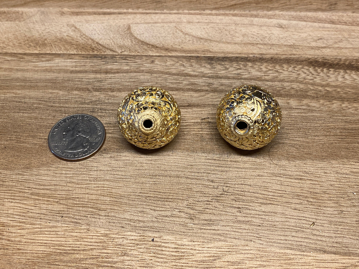 26mm Handcarved Tibetan Bead, 14K Matte Gold Overlay with Anti Tarnish, Guru Bead/Focal Bead, Center Bead, Nepalese Himalayan Ethnic Jewelry