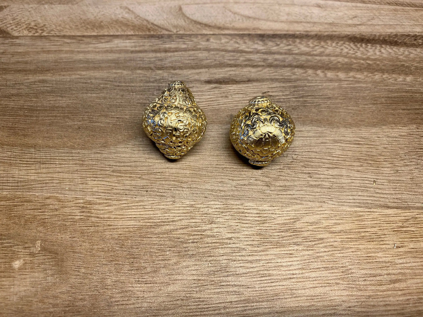 26mm Handcarved Tibetan Bead, 14K Matte Gold Overlay with Anti Tarnish, Guru Bead/Focal Bead, Center Bead, Nepalese Himalayan Ethnic Jewelry