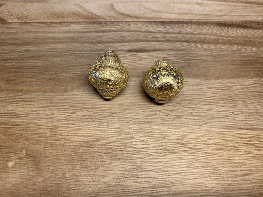 26mm Handcarved Tibetan Bead, 14K Matte Gold Overlay with Anti Tarnish, Guru Bead/Focal Bead, Center Bead, Nepalese Himalayan Ethnic Jewelry
