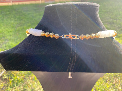 28" Long 10mm Faceted Rainbow Moonstone Beads Necklace, 18K Brushed Gold Overlay Focal Beads Necklace, Rondel White Gemstone Women necklace