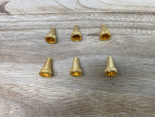2 pcs,11mm 18k Matt Gold Overlay, Cone End Cap, Tassel Cone Caps, Gold Bead Cone Caps, Cord End Cap, Gold Plated end Caps, Artisan Bead Caps