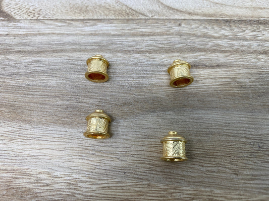 2pcs,9mm 18k Matt Gold End Cap, Tassel Caps, Gold Bead Caps, Cord End Cap, Tassel Caps, Artisan Bead Cap, Gold Plated Findings, Bead String