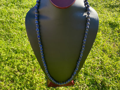 31" Long 9 mm Lapis Lazuli Elegance with S-Hook Closure Necklace, Natural Gemstones, Boho Necklace, Statement Necklace, Boho Chic