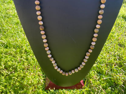 32" Long 8 mm Jasper Beaded Necklace, Hook Closure, Elevate Your Style with the Luxurious Appeal of Jasper Beads, Everyday Wear Jewelry