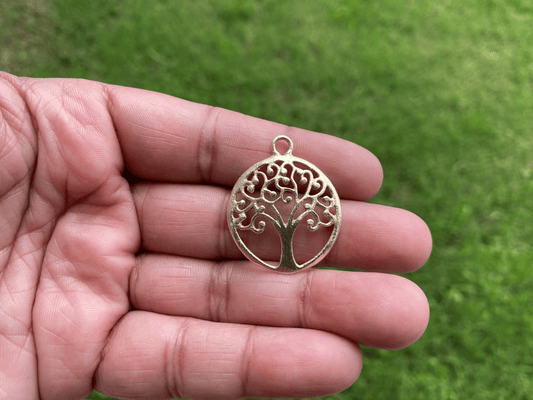 33 X 28mm, Small Tree OF Life Charm Pendent, Brushed Gold Overlay Over Copper Components for Earrings, Dainty Necklace Pendant,