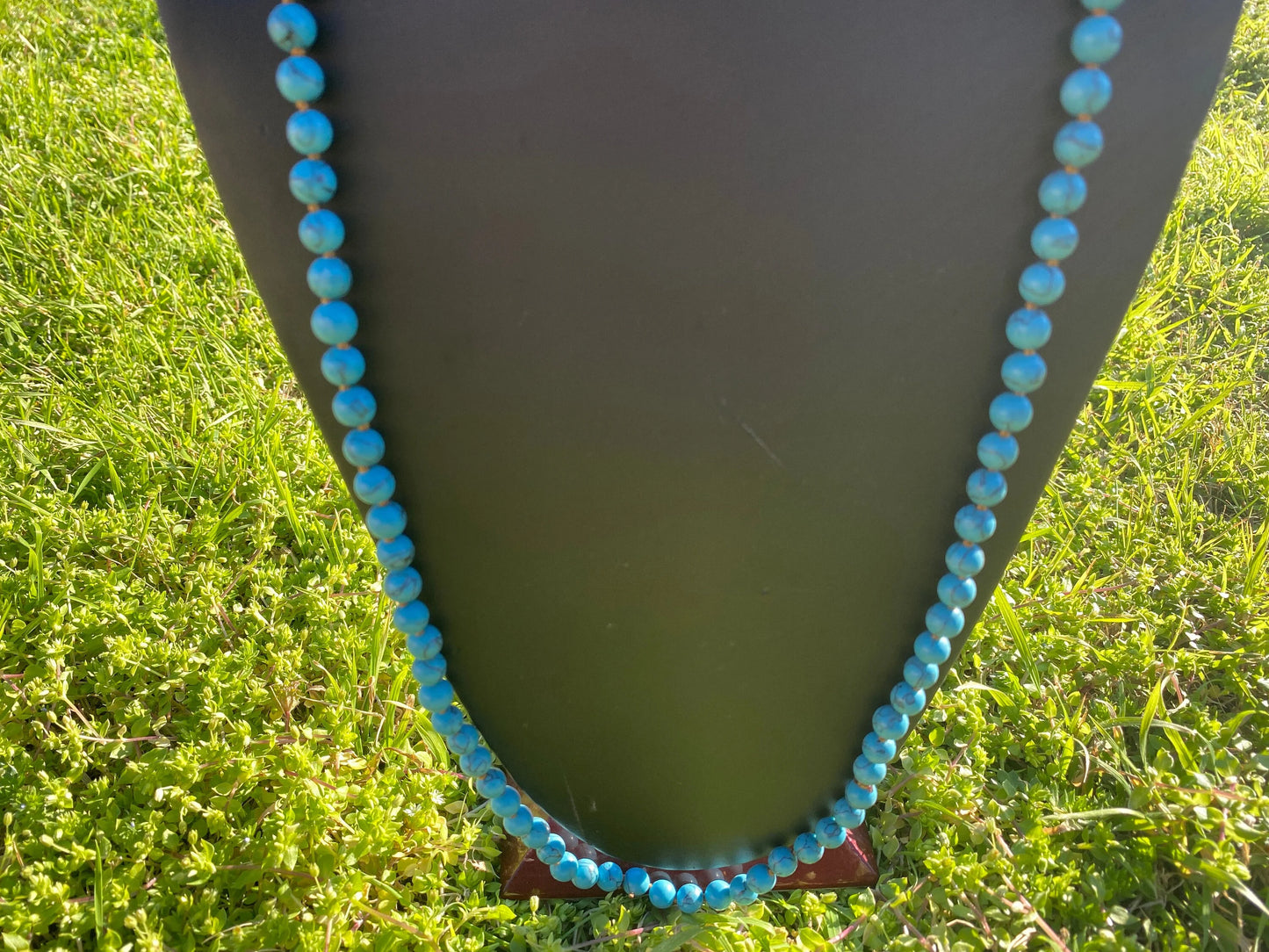 34" or 44" 8 mm Howlite Turquoise  with S-Hook Necklace, Natural Beauty, Bohemian Bliss, Azure Elegance, Southwestern Spirit, Bolo Necklace